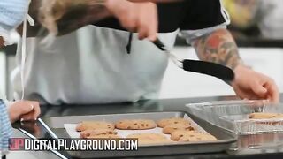 A tiny Khloe Kapri Bakes Cookies In A Booty Revealing Apron & Small Hands Is Turned On scene