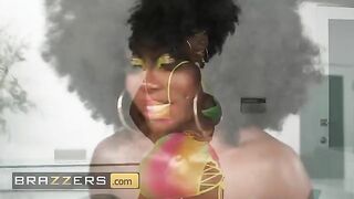 Ebony Mystique shares her skin care routine with fans, ending with a hot threesome