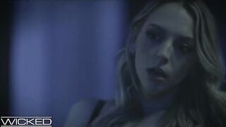 Hot brunette and blonde fuck each other and a cock in a steamy threesome
